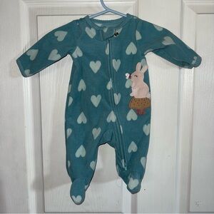 Teal Heart Print Kids One Piece